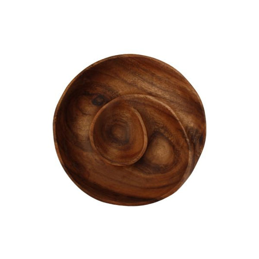 Acacia Wood - Swirl Dip Plate