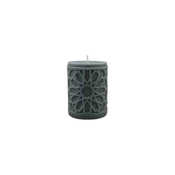 Candles - Diamond Pattern Pillar - Grey