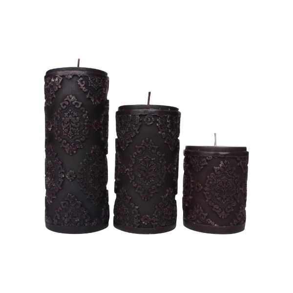 Candles - Diamond Pattern Pillar - Dark Blue / Black