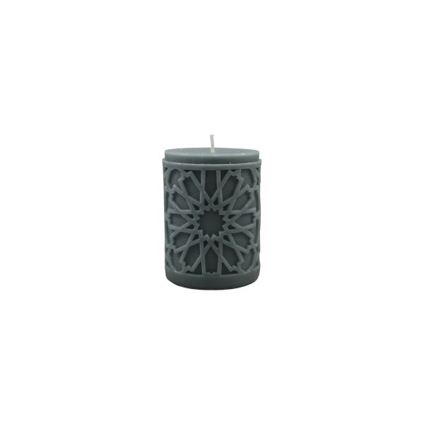 Candles - Mandala Pattern Pillar - Grey