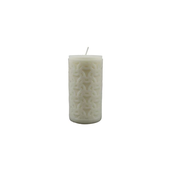 Candles - Link Pattern Pillar - White