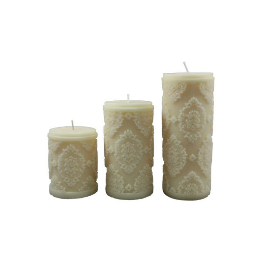 Candles - Diamond Pattern Pillar Candles - Cream